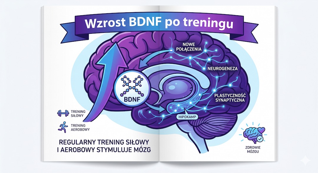 Wizualizacja wzrostu poziomu BDNF po treningu siłowym u os&oacute;b starszych