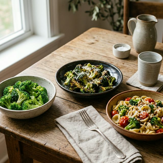 Brokuły przygotowane na trzy różne sposoby - koncepcja oswajania smaku