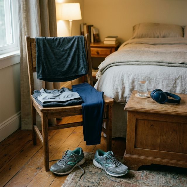 Ubrania przygotowane wieczorem przed treningiem