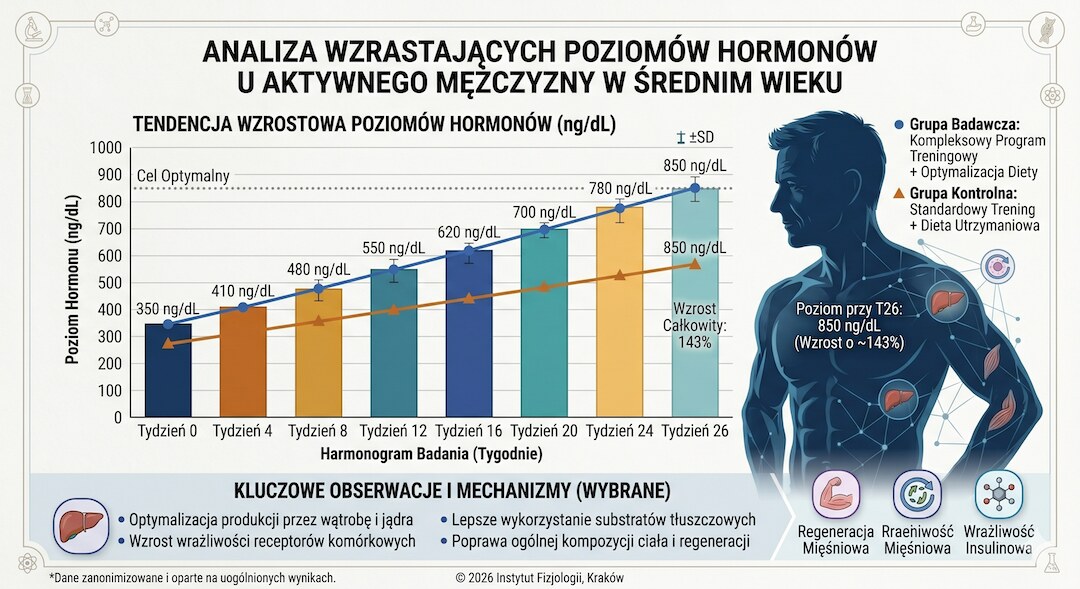 Mężczyzna po 50-tce pije koktajl proteinowy z kreatyną po treningu siłowym w jasnej siłowni