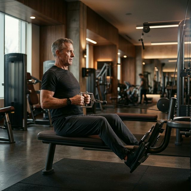 Wioślarz na maszynie siedząc