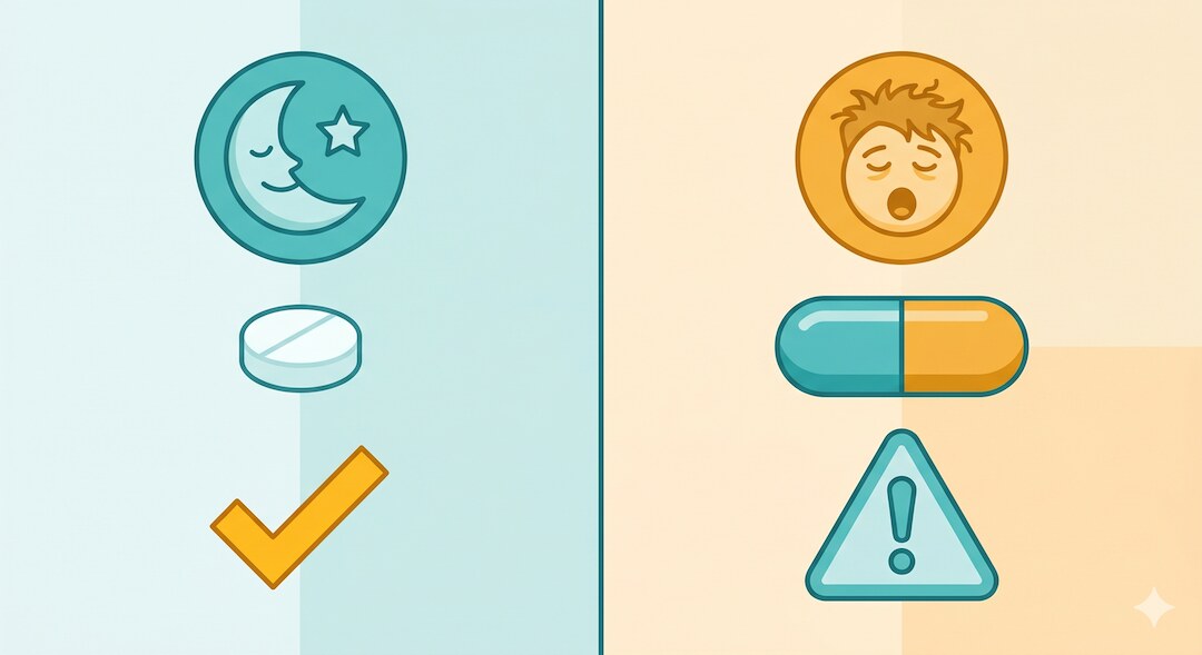 Porównanie dawek melatoniny 0,5 mg i 10 mg – skuteczność i efekty uboczne jako infografika