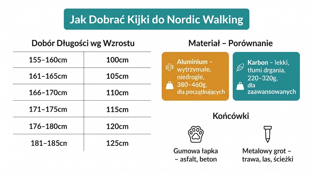 Porównanie kijów: tabela długości względem wzrostu oraz rodzaje grotów