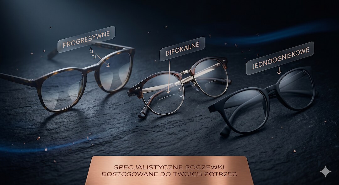 Porównanie rodzajów soczewek korekcyjnych z opisami po polsku