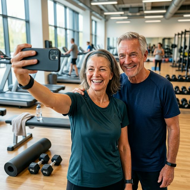 Para po 50-tce po treningu siłowym i bieganiu