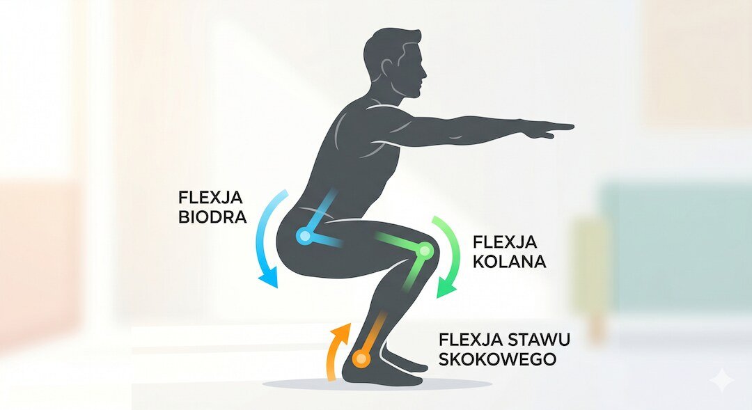 Stawy biodrowe, kolanowe i skokowe podczas głębokiego przysiadu