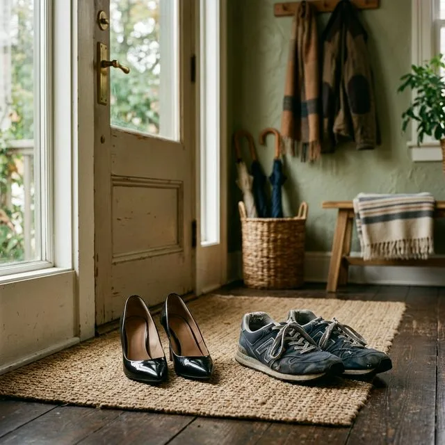 Eleganckie, niewygodne buty obok starych, wygodnych trampek - symbol diety kontra nawyków