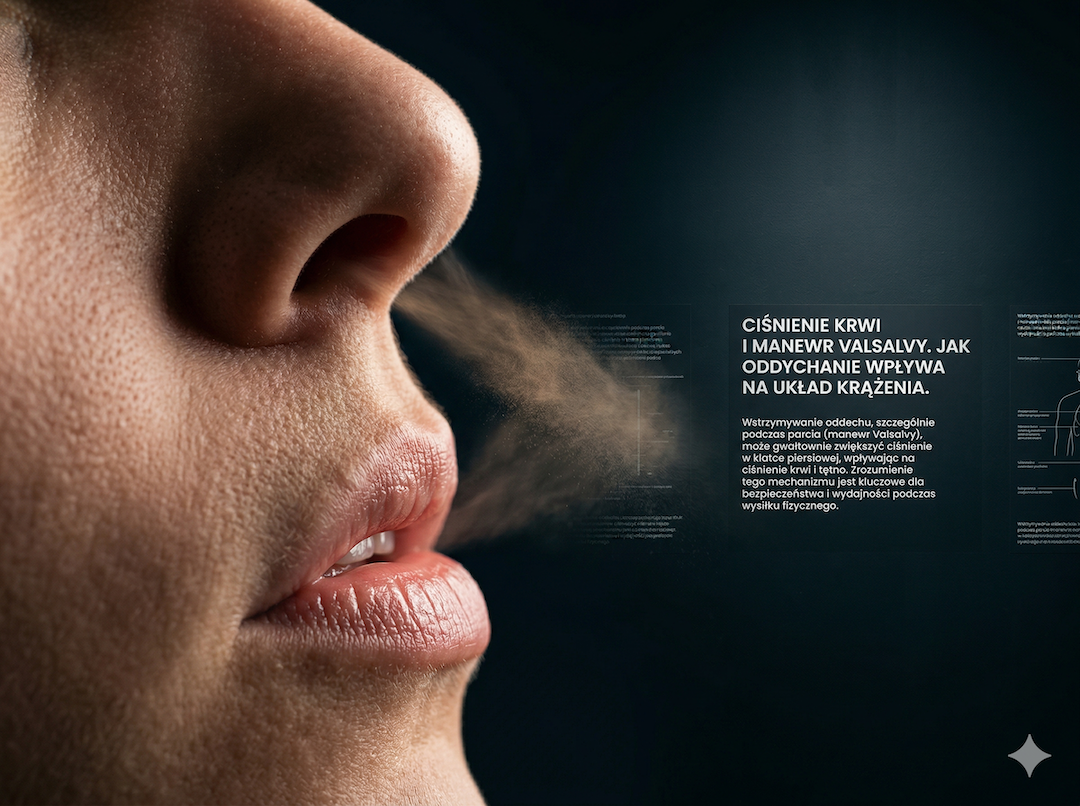 Zbliżenie na oddech i informację o wpływie manewru Valsalvy