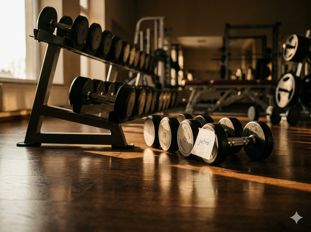 Hantle i mała kartka z planem progresji obciążenia