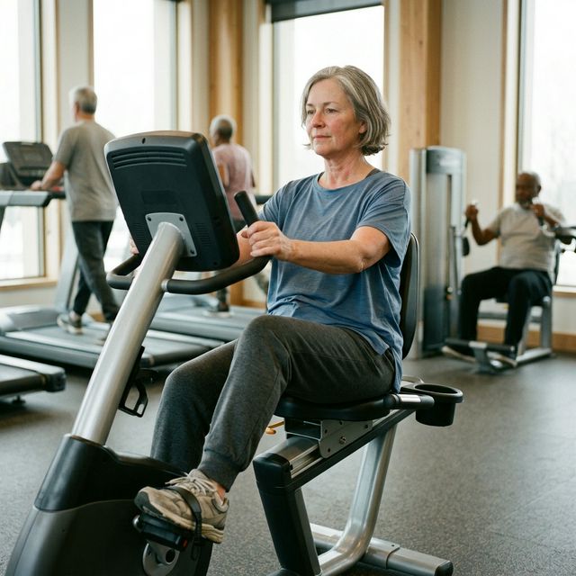 Osoba starsza wykonująca prosty, spokojny trening