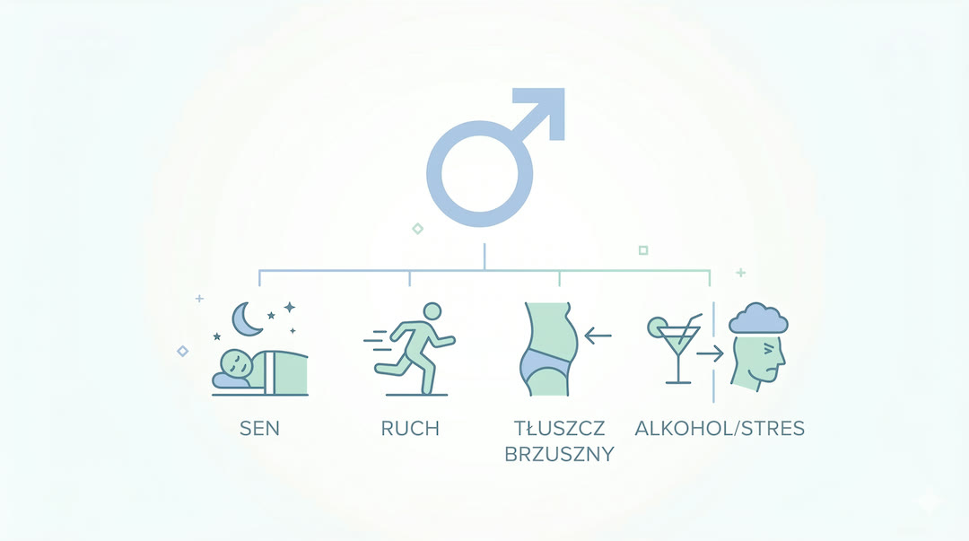 Cztery filary testosteronu: sen, ruch, tłuszcz brzuszny, stres i alkohol