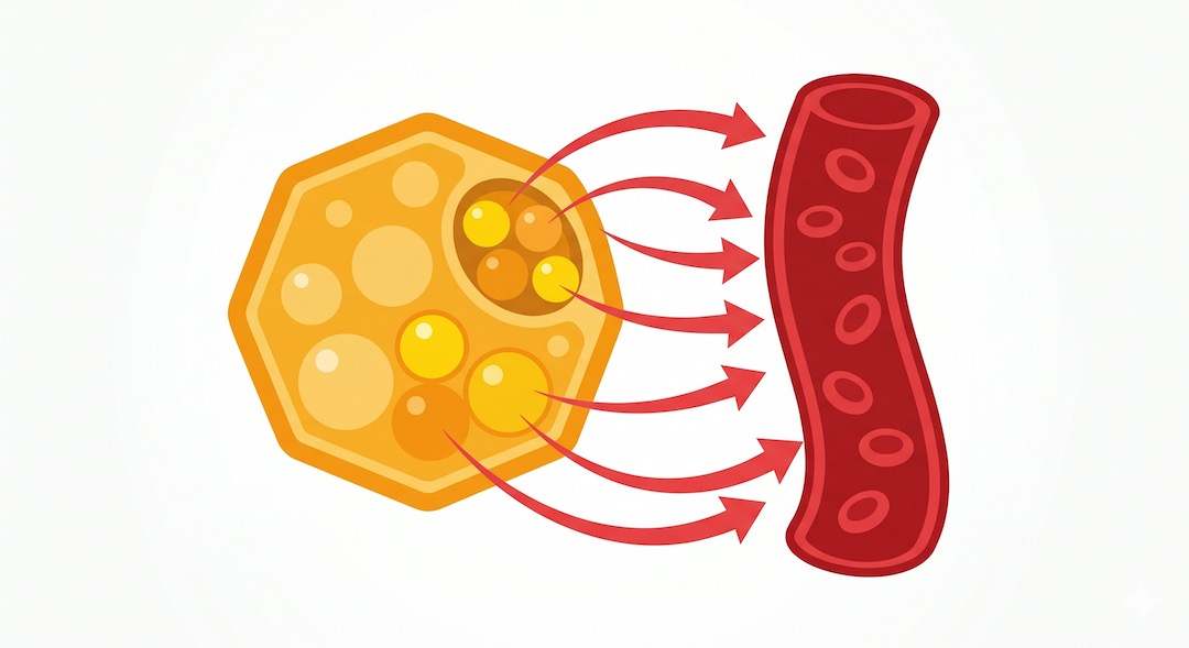 Schemat cyklu metabolicznego pokazujący jak tłuszcz zapasowy staje się energią użyteczną