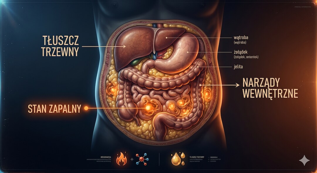 Infografika: tłuszcz trzewny a markery stanu zapalnego