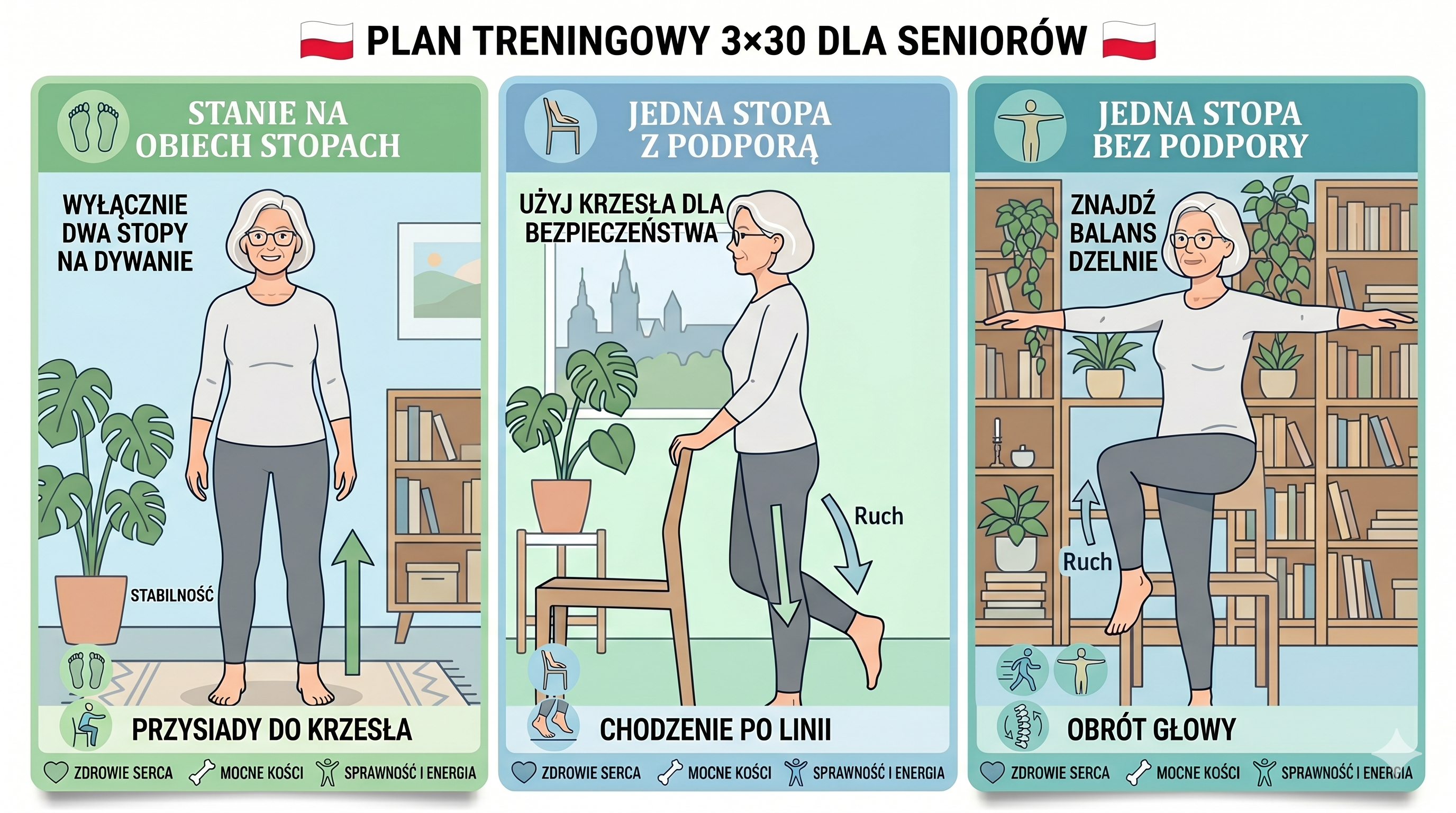 Infografika: ćwiczenia równowagi i mobilności